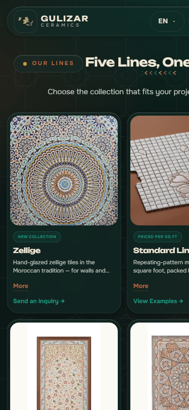 Gulizar Ceramics — мобильная версия